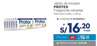 Makro Jabón de tocador protex fragancias variadas pack de 6 unids. x 120 g. oferta