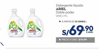 Makro Detergente líquido ariel doble poder unid. x 4 l oferta