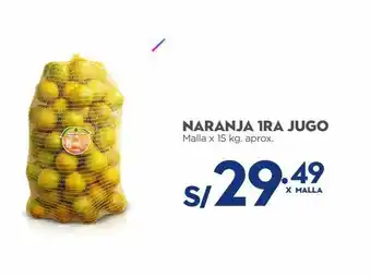 Makro Naranja 1ra jugo malla x 15 kg. aprox. oferta