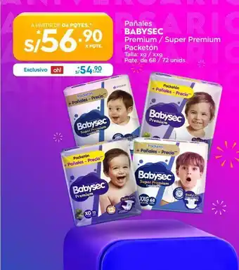 Makro Pañales babysec premium / super premium packetón talla: xg / xxg pqte. de 68 / 72 unids. oferta
