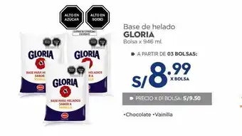 Makro Base de helado gloria bolsa x 946 ml. oferta