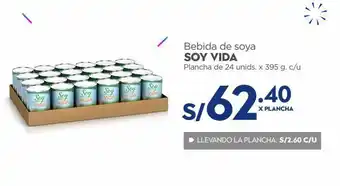 Makro Bebida de soya soy vida plancha de 24 unids. x 395 g. c/u oferta