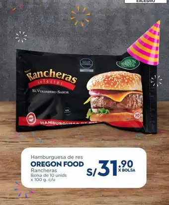 Makro Hamburguesas de res oregon food rancheras bolsa de 10unids x 100g oferta