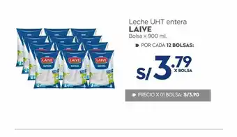 Makro Leche uht entera laive bolsa x 900 ml. oferta