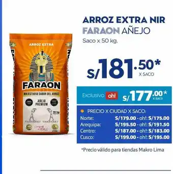 Makro Arroz extra nir faraon añejo x 50kg oferta