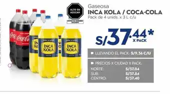 Makro Gaseosa inka cola/ coca cola x 3l oferta