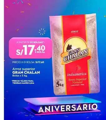Makro Arroz superior gran chalán x 5kg oferta