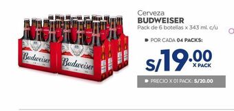 Makro Cerveza budweiser 6un x 343ml oferta