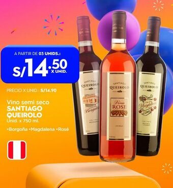 Makro Vino semi seco santiago queirolo x 750ml oferta