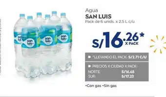 Makro Agua san luis 6un x 2,5l oferta
