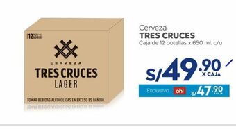 Makro Cerveza tres cruces 12un x 650ml oferta