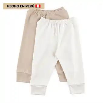 Tottus Pack x2 pantalón bebé talla 9m marrón beige oferta