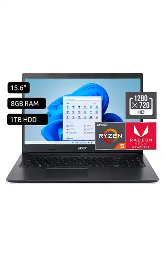 Tiendas EFE Laptop aspire 3 amd ryzen 5 3500u 8gb 1tb a315-23-r15r oferta