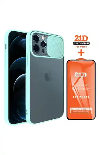 Tiendas EFE Case slide + mica iphone 12 pro max - turquesa oferta