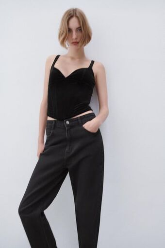 ZARA Top corsetero terciopelo oferta