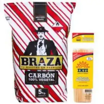 Freshmart Pack carbón braza - bolsa 5kg + palitos para brochetas inti 15cm x 100 und - unidad oferta