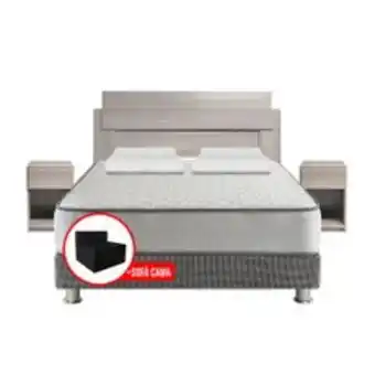 Metro Juego de dormitorio 2 plazas elegant roble: box tarima + cabecera + 2 veladores plus + sofá cama + 2 almohadas oferta