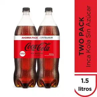 Tottus Two pack coca cola zero sin azúcar 1.5 lt oferta