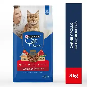 Tottus Alimento para gatos cat chow adulto sabor carne en bolsa de 8 kg oferta