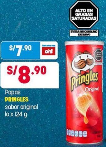 Plaza Vea Papas Pringles Sabor Original 124g oferta