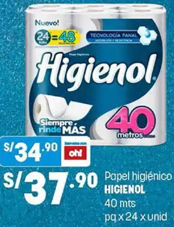 Plaza Vea Papel Higiénico Higienol 40mts x 24 Unid oferta