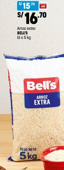 Plaza Vea Arroz Extra Bell's 5kg oferta