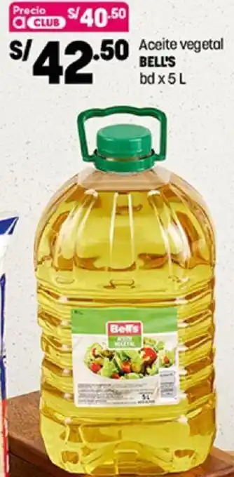 Plaza Vea Aceite Vegetal Bell's 5L oferta