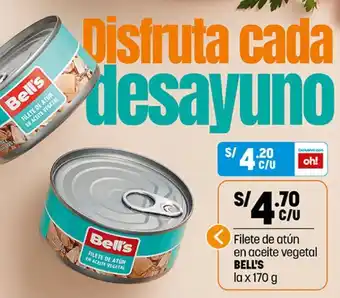Plaza Vea Filete de Atún en Aceite Vegetal Bell's 170g oferta