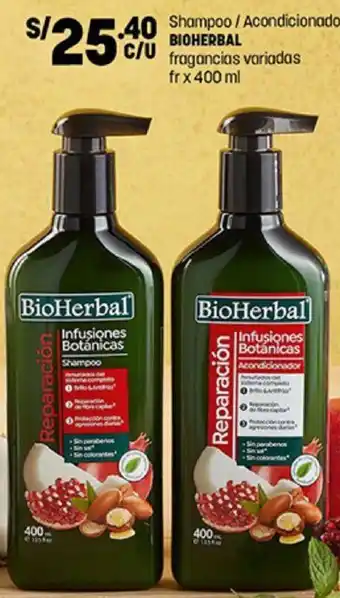 Plaza Vea Shampoo/Acondicionador Bioherbal 400ml oferta