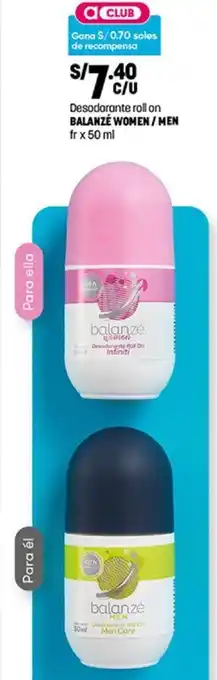 Plaza Vea Desodorizante Roll-on Balanzé Básicos 50ml oferta