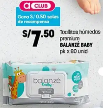 Plaza Vea Toallitas Húmedas Premium Balanzé Baby 80 Unid oferta