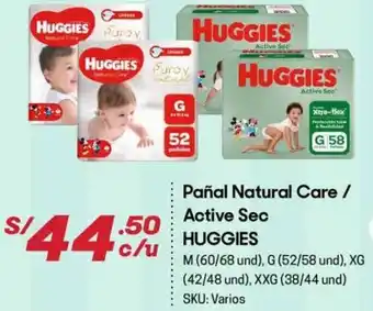 Hiperbodega Precio Uno Pañal Natural Care/Active Sec Huggies oferta