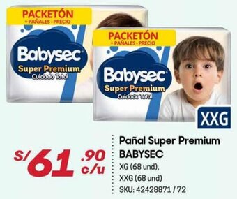 Hiperbodega Precio Uno Pañal Super Premium Babysec oferta