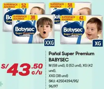 Hiperbodega Precio Uno Pañal Super Premium Babysec oferta