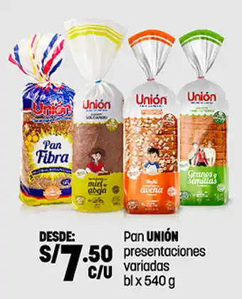Pan Unión Presentaciones Variadas 540g