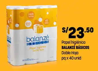 Plaza Vea Papel Higiénico Balanzé Básicos Doble Hoja 40 unid oferta