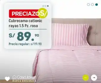 Tottus Casa Joven Cubrecama Cationic Rayas 1.5 pz. Rosa oferta
