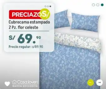 Tottus Casa Joven Cubrecama Estampado 2 pz. Flor Celeste oferta