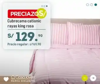 Tottus Casa Joven Cubrecama Cationic Rayas King Rosa oferta