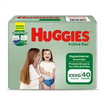 Ropa interior huggies active sec xxxg - paquete 40 un