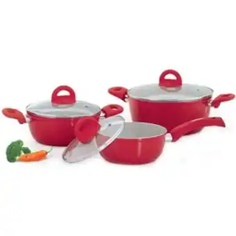 Linio Juego de ollas ceramic line 6 piezas roj... oferta