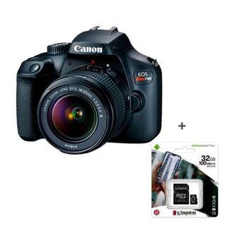 Hiraoka Cámara digital canon rebel t100 1855dc 18mp + tarjeta micro sd kingston 32gb canvas select plus oferta