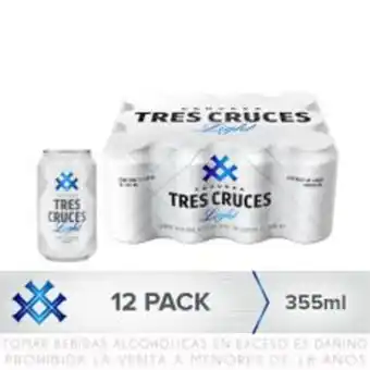 Metro Twelvepack cerveza tres cruces light lata 355ml oferta
