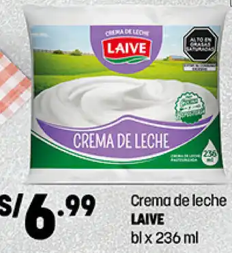 Plaza Vea Crema de Leche Laive 236ml oferta