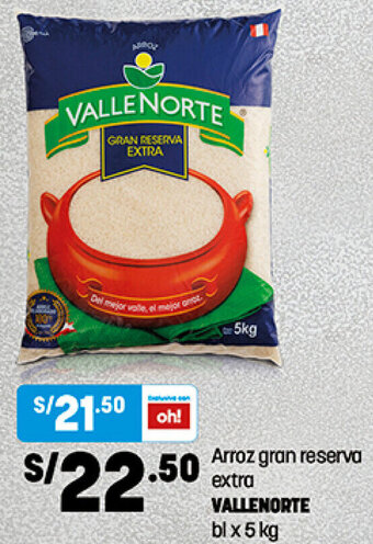 Plaza Vea Arroz Gran Reserva Extra Vallenorte 5kg oferta