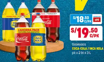 Gaseosa Coca Cola / Inca Kola pk x 2bt x 3L