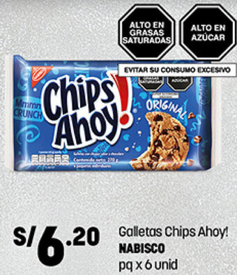 Plaza Vea Galletas Chips Ahoy! Mabisco pk x 6 Unid oferta