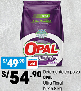 Plaza Vea Detergente en Polvo Opal Ultra Floral bl x 5,8kg oferta