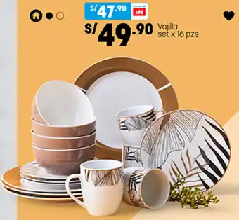 Plaza Vea Vajilla Set x 16 pzs oferta