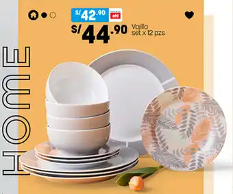 Plaza Vea Vajilla Set x 12 pzs oferta
